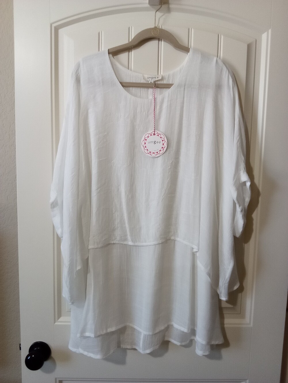 Umgee Women’s White Layered Blouse Sz 1X